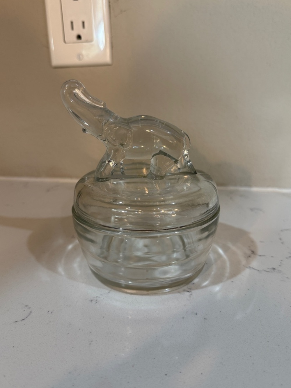 Clear Glass Elephant Trinket Jar